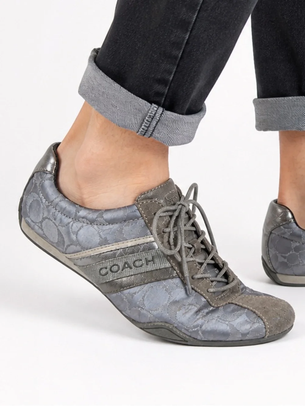 Coach Jayme Monogram Signature Logo Sneakers Grey Silver Women’s Size 11M